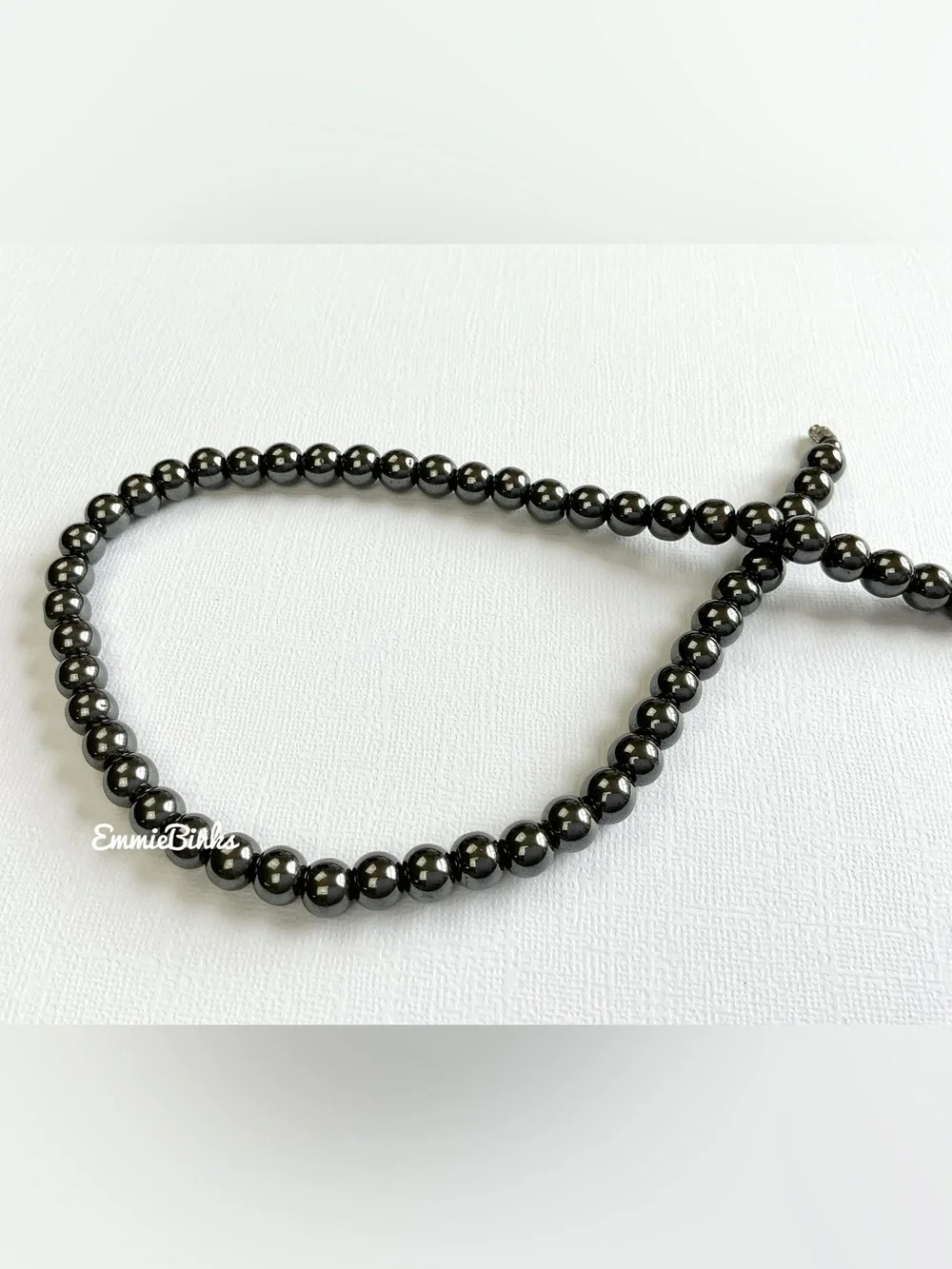 NWT Unisex Hematite Stone Beaded Necklace
